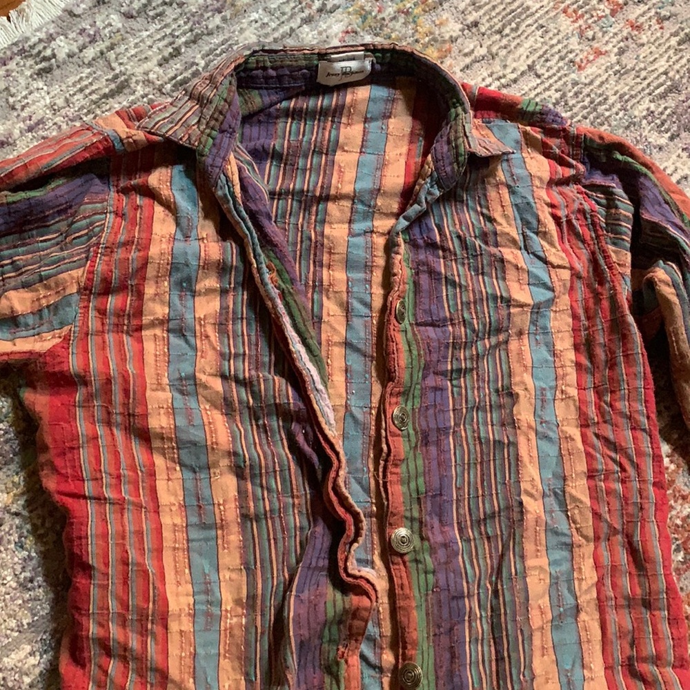 Jenny Buckman Bohemian rainbow button up blouse